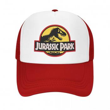 Gorra de béisbol personalizada Jurassic Park estampado de dinosaurio, protección solar, ajustable, color rojo
