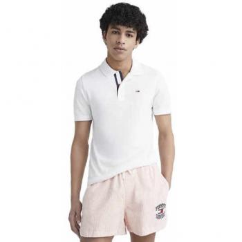 Polo Tommy Jeans Slim Placket Blanco