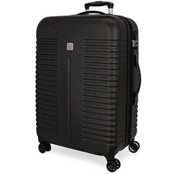 ROLL ROAD India, Maleta Grande Rígida 80cm, Negro, 55x80x29 Cms