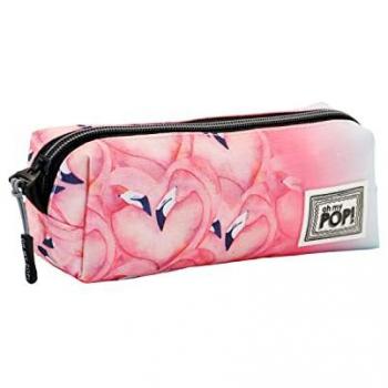 Estuche Oh My Pop! Flaming‑PortaTodo Cuadrado Rosa 21×7 cm