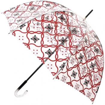 Original Paraguas VOGUE Transparente Estampado con Sistema antiviento (Estampado Tono predominante Rojo)