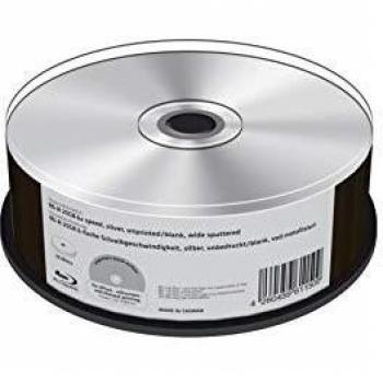 BD-R 25GB 6 velocità di scrittura, argento, non stampato/blank, completamente metallizzato, confezione da 25 cakebox