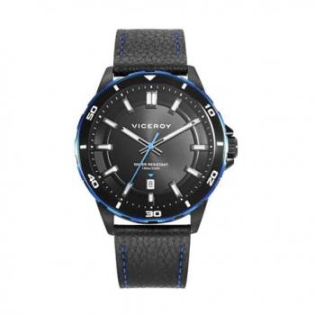 Reloj Viceroy Magnum Bicolor IP Negro y Azul con Correa de Piel Negra