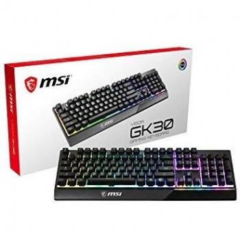 MSI Vigor GK30 IT Tastiera Gaming Semi Meccanica con Retroilluminazione LED RGB Mystic Light, Hotkey Multimediali, Anti-Ghosting, Idrorepellente, per Gaming e Ufficio, Layout Italiano QWERTY