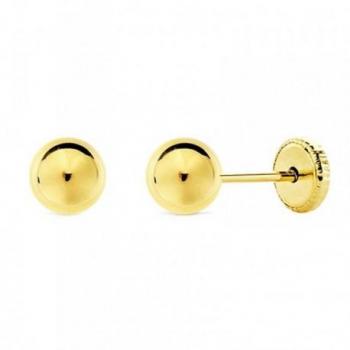 Pendientes Inmaculada Romero Oro 18k Bola Lisa 5mm Niña Tuerca