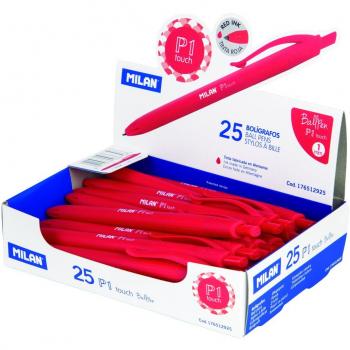 MILAN® Caja expositora 25 bolígrafos P1 touch rojo