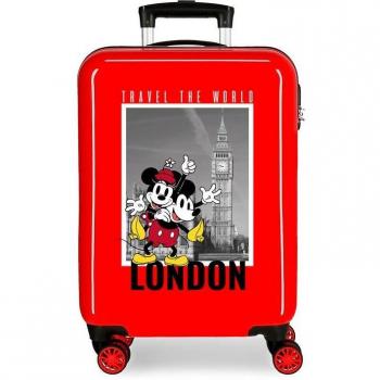 Maleta rígida de cabina Disney Mickey y Minnie Londres 55 cm roja