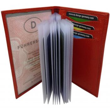 Cuero de búfalo elegante tarjetero para documento de identidad y tarjeta de crédito MJ-Design-Germany en diferentes colores (Rojo)