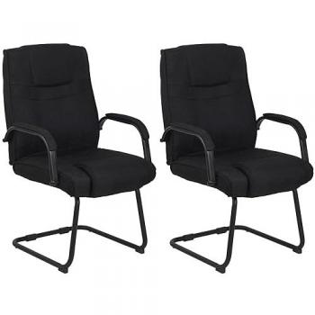 Set de 2 Sillas Cantilever XXL Attila en Tela Negra – 67x60x104 cm