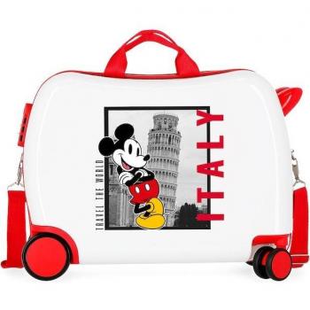 Maleta infantil Mickey Italy 2 ruedas multidireccionales blanca