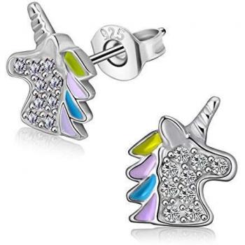 Pendientes de niña plata unicornio