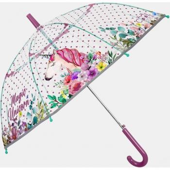 Paraguas Infantil Automático Unicornio Transparente