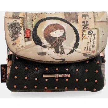 Monedero Anekke negro con estampado multicolor