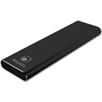 Atlantis A06-M2-SATA-01 Aluminium Black USB 3.1 External SSD Box for M.2 SATA Hard Disk