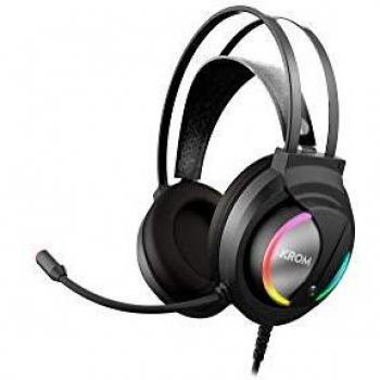 Auricolare Gaming Stereo Rainbow RGB LED, regolabile, Nero