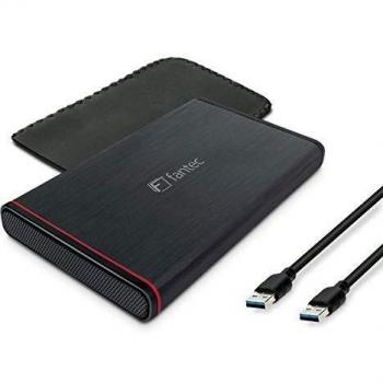 Fantec 225U3-6G External Hard Disk Case for 6.35cm (2.5) SATA I/II/III HDD or SSD, Supports SATA III 6G, USB 3.0 Superspeed, Aluminum Enclosure, Black