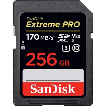 Sandisk Extreme Pro Scheda di Memoria Sdxc da 256 Gb, Velocità di Lettura Fino a 170 MB/S, Classe 10, U3, V30