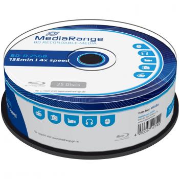 25 BD‑R Blu Ray Vergine Mediarange 25GB 120 Min