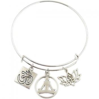 Pulsera Plateada Om Lotus
