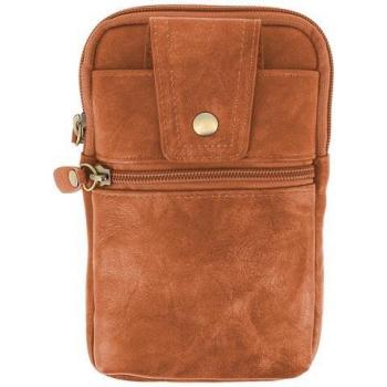 Riñonera de cuero para smartphone con mosquetón
