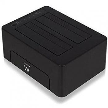 Ewent EW7014 USB 3.0 Hard Drive Docking Station Clone 2-Bay for 2.5 and 3.5 HDD/SSD (SATA I/II/III), Supports 2 x 8 TB and USAP, Includes USB 3.0 Cable and Power Adapter