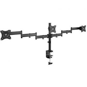 TOOQ DB1327TN-B supporto da tavolo girevole/inclinabile per 3 schermi LED/LCD/TV 13'' a 27'' Nero