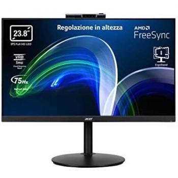 Acer CB242YDbmiprcx Monitor PC Professionale 23.8, Display IPS Full HD 75 Hz, 1ms, 16:9, FreeSync, VGA, HDMI 1.4, DP 1.2, Webcam, Speaker Integrati, Regolazione in Altezza, Cavi HDMI, USB 2.0 Inclusi