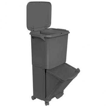 Papelera de reciclaje Wellhome 38L doble compartimento antracita