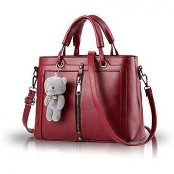 Nicole&Doris 2016 neue Welle von Öl Leder Handtasche Grosse La bolsa retro-Motorrad-Tasche Schulterkurierbeutel Frauengeldbeutel(Red wine)