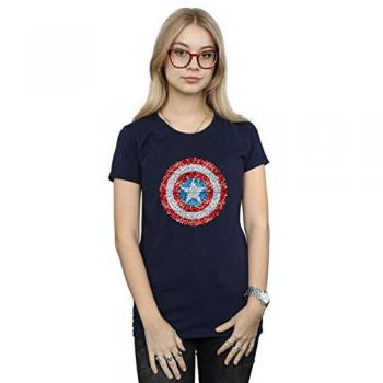 Camiseta de mujer Capitán América con escudo pixelado de algodón