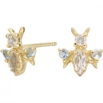 Pendientes abeja piedra lunar y topacio azul Itemporality SEA-210-149-UU