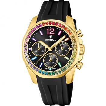 Reloj De Mujer Festina Rainbow F20650/3 Con Esfera Negra