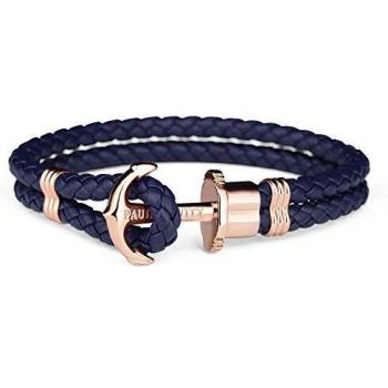 Pulsera Náutica Paul Hewitt Ancla Azul Marino Piel 18 cm
