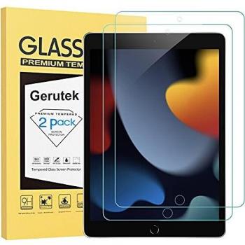 Gerutek 2-Pack Vetro Temperato Ultra Trasparente Antigraffio Bubble-Free Durezza 9H per iPad 9th/8th/7th Generatione 10.2