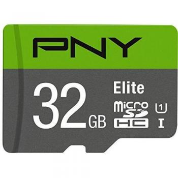 PNY Elite Scheda di Memoria microSDHC 32GB + Adattatore SD, Velocità di Lettura fino a 100MB/s, Classe 10 UHS-I, U1 per video Full HD