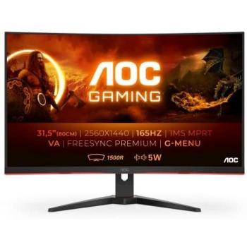 Aoc CQ32G2SE/BK Monitor LED 32 2K Ultra HD 2560 x 1440 Pixel 178° Nero, Rosso