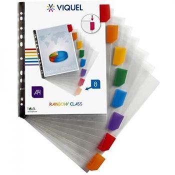 Separador de carpetas Viquel A4 transparente 8 pestañas multicolor