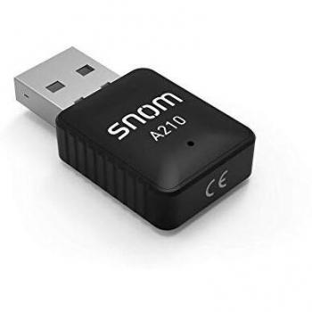 Snom A210 Wi-Fi USB Dongle per convertire il vostro telefono snom desktop da Wired, LAN, Wireless, Wi-Fi, semplicemente collegato alla porta USB del telefono e configurato sul telefono; Nero; 00004384