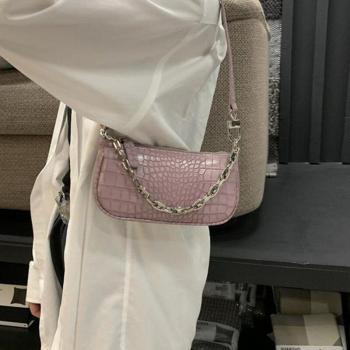 Mini Bolso de Piel Estampado Cocodrilo para Mujer, Bandolera con Cadena de Lujo