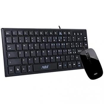 ADJ Compact KT302 Set Tastiera e Mouse Cablati USB, Layout Italiano QWERTY, per PC/Laptop/Notebook Windows, Cavo di 1.5 Metri, Tecnologia Soft Touch, 83 Tasti, Ergonomico, Mouse 1000DPI, Nero