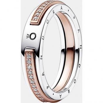 Anillo Pandora Eoro Logo Pavé dos tonos con circonitas