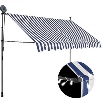 300 cm toldo manual retráctil con LED azul y blanco