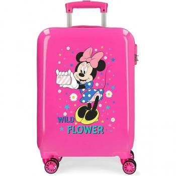 Maleta de cabina Minnie Wild Flower rígida fucsia