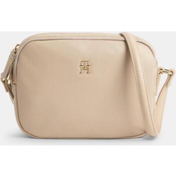 Bandolera Tommy Hilfiger color crudo con logotipo metalizado