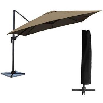 Sombrilla cuadrada Happy Garden 3x3m lona aluminio topo con funda
