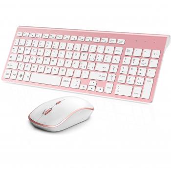 Tastiera Wireless Full-size Tranquilla Slim con Tastierino Numerico e Mouse Ergonomico da 1600 DPI per PC, Desktop, Computer, Notebook, Laptop, Windows XP/Vista/7/8/10 (QWERTY Italiano)