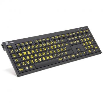Tastiera Logickeyboard XL Print Slim Nera Cablata Gialla