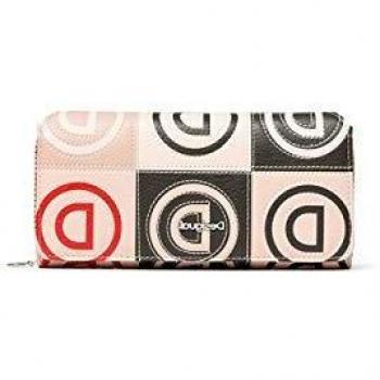 Desigual Mone_Logo Maria, Billetero de Patch en Logomanía para Mujer, Beige (Beige), 3x9.5x20.2 cm (B x H x T)
