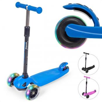 TurboRoller LifeGoods – Kinderroller (5–8 Jahre) mit 3 Leuchtreifen, Blau