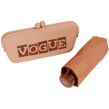 Paraguas Vogue presentado en un Bonito Estuche Tipo Clutch. Ideal para Regalar y Llevar de Viaje, al Gimnasio. Antiviento, con Acabado Teflón y protección Solar. (Naranja Suave)